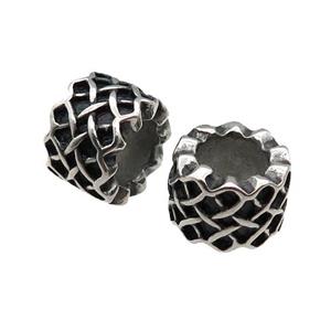 Stainless Steel tube Beads, antique silver, approx 11mm, 6mm hole [SSB0588]