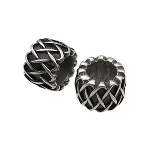 Stainless Steel tube Beads, antique silver, approx 11mm, 6mm hole [SSB0589]