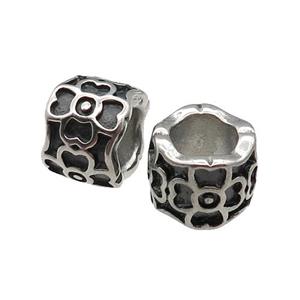 Stainless Steel tube Beads, large hole, antique silver, approx 11mm, 6mm hole [SSB0592]