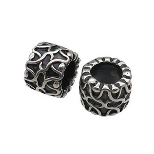 Stainless Steel tube Beads, antique silver, approx 11mm, 6mm hole [SSB0594]