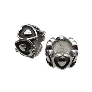 Stainless Steel tube Beads, antique silver, approx 11mm, 6mm hole [SSB0596]