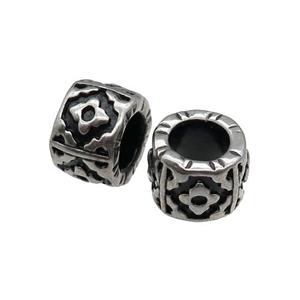 Stainless Steel tube Beads, large hole, antique silver, approx 11mm, 6mm hole [SSB0598]