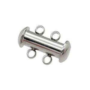 raw Stainless Steel Magnetic Clasp, 2-Strand Slide Tube, approx 6.5-15mm [SSB0621]