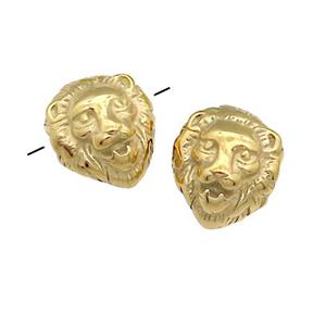 Stainless Steel Lion Beads, gold plated, approx 11-13mm, 3mm hole [SSB0638]