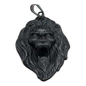 Stainless Steel Lion pendant, black plated, approx 46-62mm [SSB0639]