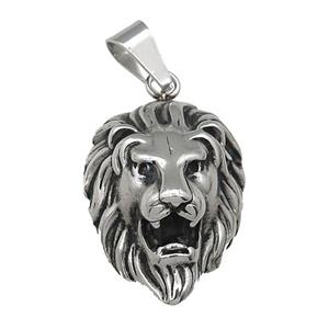 raw Stainless Steel charm Lion pendant, approx 28-38mm [SSB0643]