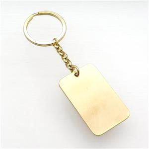 Stainless Steel keychain pendant gold plated, approx 28-45mm, 30mm dia [SSB0649-1801G]