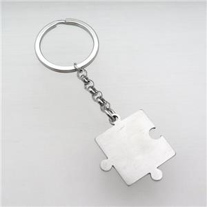 raw Stainless Steel keychain pendant, approx 35mm, 30mm dia [SSB0652-1805]