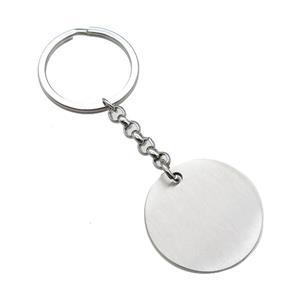 raw Stainless Steel keychain pendant circle, approx 32mm, 30mm dia [SSB0656-1807]