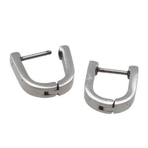 raw Stainless Steel Latchback Earring Ushape, approx 11-13mm [SSB0664-1518]