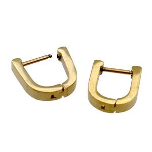 Stainless Steel Latchback Earring gold plated Ushape, approx 11-13mm [SSB0665-1518G]