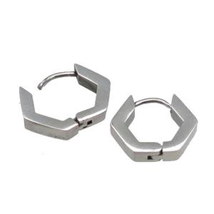 raw Stainless Steel Latchback Earring polygon, approx 14mm [SSB0671-1506]