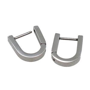 raw Stainless Steel Latchback Earring U-shape, approx 12-15mm [SSB0675-1505]