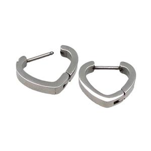 raw Stainless Steel Latchback Earring heart , approx 14-15mm [SSB0676-1523]