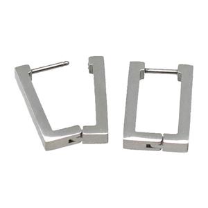 raw Stainless Steel Latchback Earring rectangle, approx 12.5-20mm [SSB0679-1503]