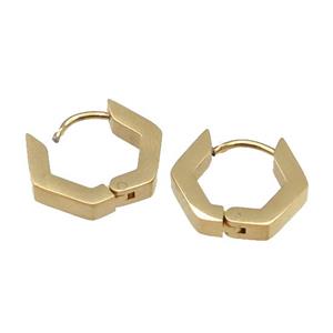 Stainless Steel Latchback Earring hexagon gold plated, approx 16mm [SSB0681-1512G]