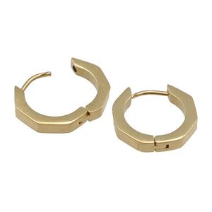 Stainless Steel Latchback Earring polygon gold plated, approx 18mm [SSB0682-1516G]