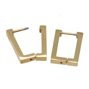 Stainless Steel Latchback Earring square gold plated, approx 12-18mm [SSB0689-1513G]