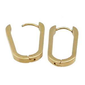 Stainless Steel Latchback Earring oval gold plated, approx 12-18mm [SSB0690-1522G]