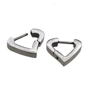 raw Stainless Steel Latchback Earring heart, approx 15mm [SSB0691-1507]