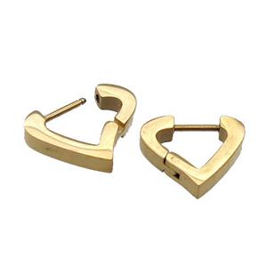 Stainless Steel Latchback Earring heart gold plated, approx 15mm [SSB0692-1507G]