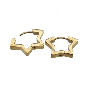 Stainless Steel Latchback Earring star gold plated, approx 18mm [SSB0694-1501G]