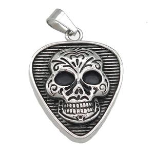 Stainless Steel Skull charm pendant antique silver, approx 38-45mm [SSB0701]