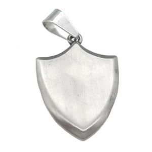 raw Stainless Steel shield pendant, approx 29-36mm [SSB0706]