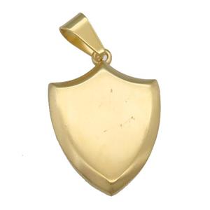 Stainless Steel shield pendant gold plated, approx 29-36mm [SSB0707]