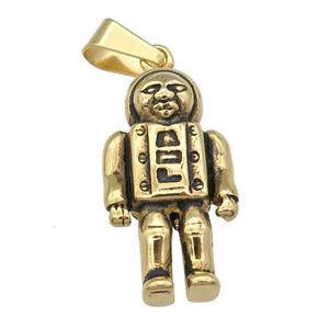 Stainless Steel astronaut pendant antique gold, approx 18-34mm [SSB0722]