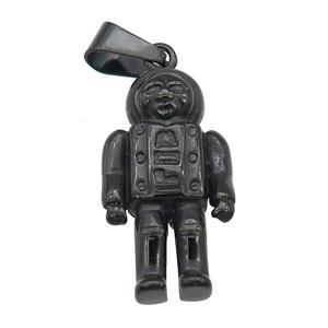 Stainless Steel astronaut pendant black plated, approx 18-34mm [SSB0723]