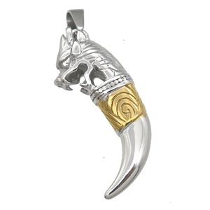 Stainless Steel dragon charm pendant horn gold plated, approx 15-40mm [SSB0735]