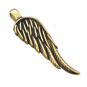 Stainless Steel Angel Wing pendant antique gold, approx 20-55mm [SSB0743]