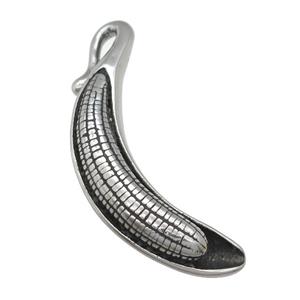 Stainless Steel banana pendant antique silver, approx 16-60mm [SSB0750]