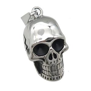 Stainless Steel skull charm pendant antique silver, approx 21-34mm [SSB0754]