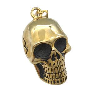Stainless Steel skull charm pendant antique gold, approx 21-34mm [SSB0755]