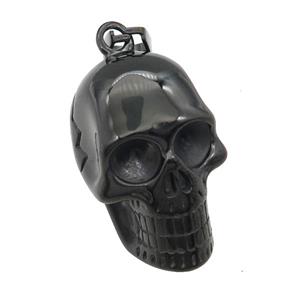Stainless Steel skull charm pendant black plated, approx 21-34mm [SSB0756]
