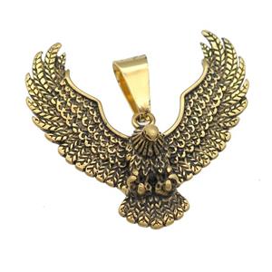 Stainless Steel eagle charm pendant antique gold, approx 42-47mm [SSB0772]