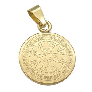 Stainless Steel Compass pendant gold plated, approx 31mm [SSB0778-31MM]