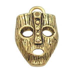 Stainless Steel Mask charm pendant antique gold, approx 31-39mm [SSB0787]