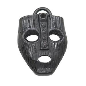 Stainless Steel Mask charm pendant black plated, approx 31-39mm [SSB0788]