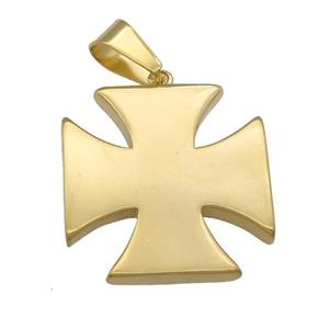 Stainless Steel cross pendant gold plated, approx 34mm [SSB0790]