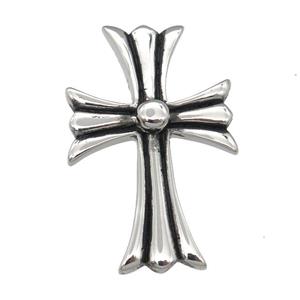 Stainless Steel cross pendant antique silver, approx 31-48mm [SSB0791]