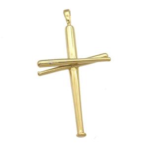Stainless Steel cross pendant gold plated, approx 30-50mm [SSB0800]