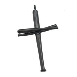 Stainless Steel cross pendant black plated, approx 30-50mm [SSB0801]