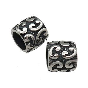 Stainless Steel Tube Beads Large Hole Antique Silver, approx 12-13mm, 8mm hole [SSB0842]