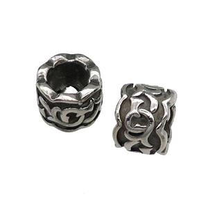 Stainless Steel Tube Beads Antique Silver, approx 11mm, 6mm hole [SSB0843]