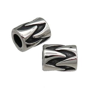 Stainless Steel Tube Beads Large Hole Antique Silver, approx 10-12mm, 5mm hole [SSB0847]