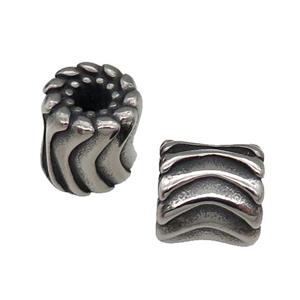 Stainless Steel Tube Beads Antique Silver, approx 12mm, 4mm hole [SSB0849]