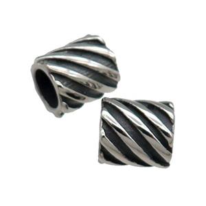 Stainless Steel Tube Beads Antique Silver, approx 9-10mm, 5mm hole [SSB0858]